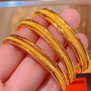 倍妙足金9999黄金磨砂光面三生三世黄金手镯女 结婚黄金手镯 联系客服
