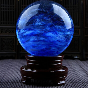 美你不行蓝色水晶球摆件天然水晶球熔炼球客厅办公室摆件鸿运当头送礼