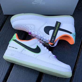 耐克nike nike air force 1af1低帮空军一号电竞白橙黑脸夜光果冻底