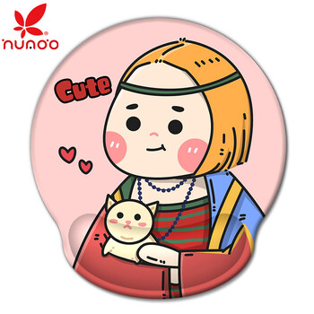 护腕鼠标垫珍珠女孩笔记本电脑鼠标手枕托垫可来图定制抱貂的少女硅胶