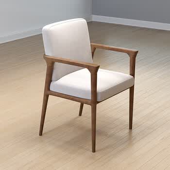 实木电脑椅家用办公椅带扶手简约学士椅书房书椅带软包垫休闲靠背椅