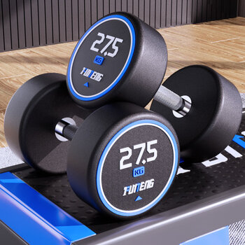 固定哑铃男士健身家用全套装力量训练器材5kg10公斤包胶亚玲纯钢单支2