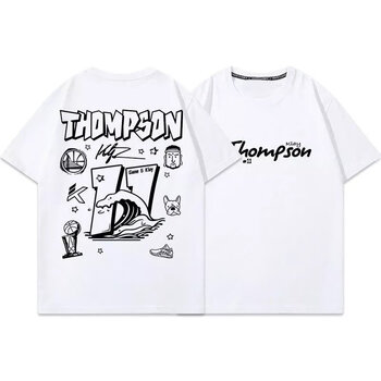 春库克莱汤普森美式涂鸦球星印花短袖t恤宽松篮球运动