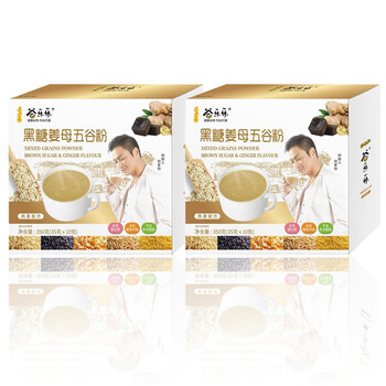 谷乐乐 劲家庄黑芝麻五谷粉350克芝麻糊五谷杂粮饱腹食疗代餐粉营养早餐 黑糖姜母五谷粉-2袋 默认