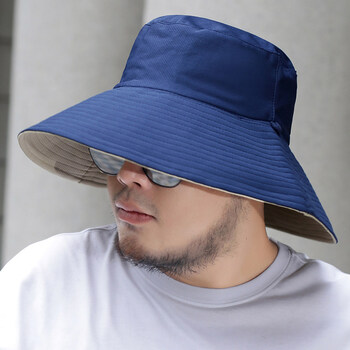 大头围渔夫帽夏季适合圆脸大码大号加大帽子男大脸头大60cm庶阳冒藏青