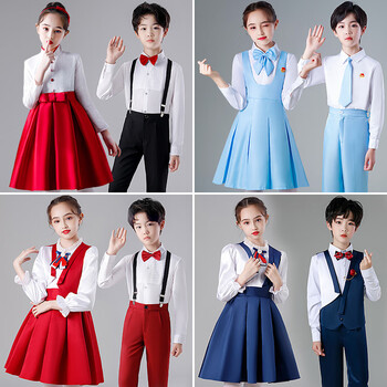 儿童合唱演出服节日大合唱女服装儿童比赛合唱服朗诵小学生女童表演服