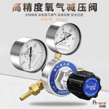 铂唯氧气减压器YQY-3调压阀稳压器氧气气体钢瓶全铜减压器1*25Mpa上海 YQY-3氧气减压器1*25Mpa