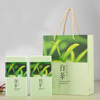 茶叶罐包装绿茶铁盒红茶西湖龙井茶普洱通用茶盒 8816安吉白茶(套)