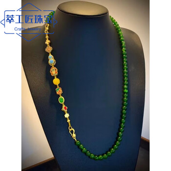 萃工匠520情人节礼物祖母绿项链新中式女配饰古风长款复古色国风玉髓