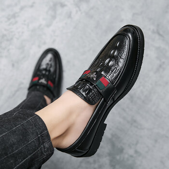 knight皮鞋男英伦尖头商务正装男鞋春季透气韩版休闲厚底青年发型师潮