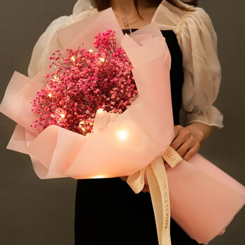 I'M HUA HUA玫瑰花香皂花束鲜花同城配送三八妇女神节礼物速递生日礼盒送女友 满天星粉色花束