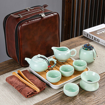诸怀陶瓷快客泡茶器大号一壶四杯旅行单人茶具套装定窑带过滤旅行茶具
