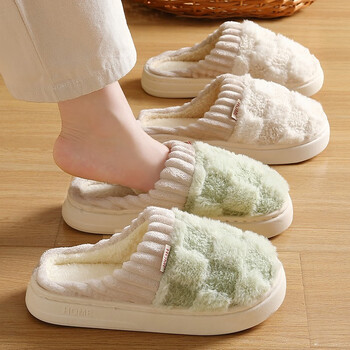 魔杏踩屎感棉拖鞋女士秋冬季室内家居防滑厚底保暖加绒毛毛拖鞋男冬天 绿色 38-39适合37-38