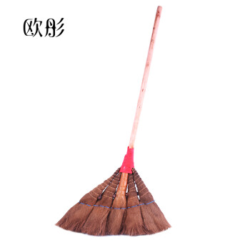欧彤（OUTONG）TO-0021木柄棕毛扫把学校商用植物扫帚单个笤帚 珠子分割款