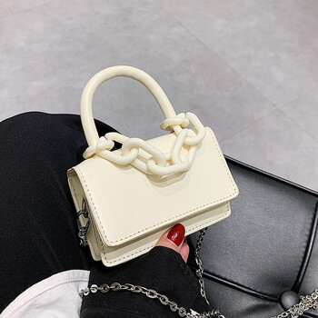 手提小包包女2022新款时尚百搭链条迷你包法式小众ins单肩斜挎包 白色