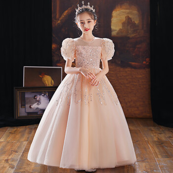 beoaza女童礼服春季花童公主裙亮片儿童主持人钢琴演出服女孩生日晚