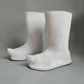 靴古风古装靴男武侠朝靴中国风官靴演出男女靴子汉服鞋子男白色翘头28