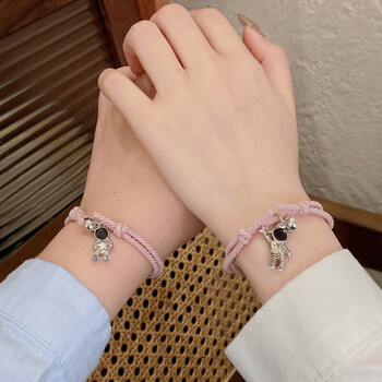 磁铁相吸手链二人情侣闺蜜款小皮筋学生简约女生手绳一对女吸铁石 深