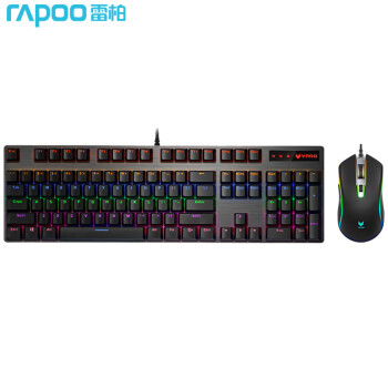 雷柏（Rapoo） V150 键鼠套装 有线机械键盘鼠标套装 游戏键鼠套装 104键混光键盘 电脑键盘 红轴