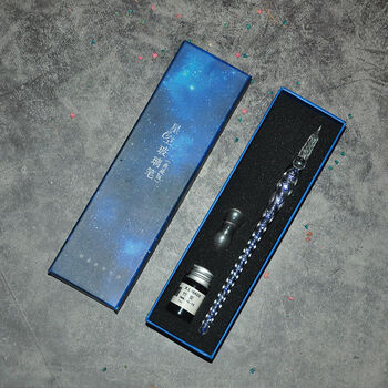 小郎人玻璃笔星空蘸水钢笔水晶笔古风彩墨流沙笔学生网红生日礼品盒