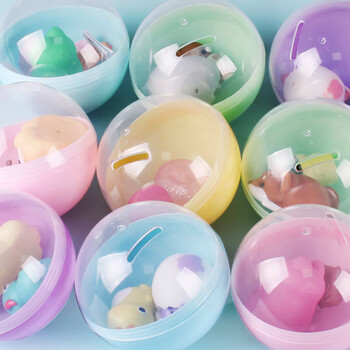 热奥100mm储钱罐扭蛋儿童静态塑胶玩具球大号透明混装公仔礼品球炫彩