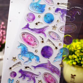 儿童水晶贴立体滴胶宝石贴纸公主女孩卡通钻石透明贴画手机壳装饰天鹅