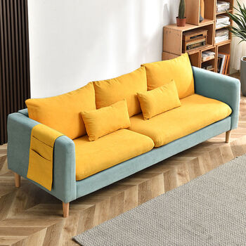 布艺沙发客厅小户型居家布沙发房网红小沙发可拆洗三人位组合 薄荷绿 