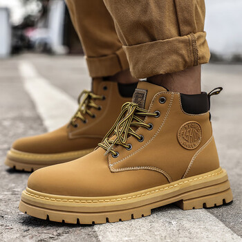 大黄靴男街头大黄蜂马丁靴秋季新款复古机车踢不烂工装登山户外 运动