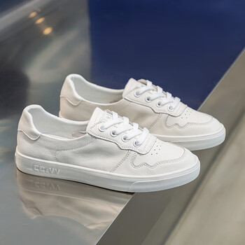 浅口小白鞋平底百搭透气2022新款休闲牛皮板鞋夏款女鞋米白35