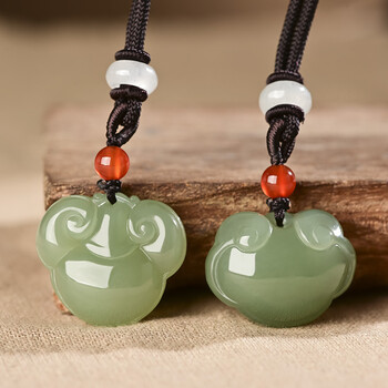 吊坠天然和田玉如意长命锁玉石项链挂坠民族风玉挂件饰品定制款款式一