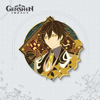 金属胸针钥匙扣徽章饰挂件魈钟离刻晴可莉派萌温迪 【新】钟离-胸针款