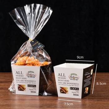 烘焙食品袋纸托面包点心包装袋100套免折中号黑色薯条盒100套加厚款1