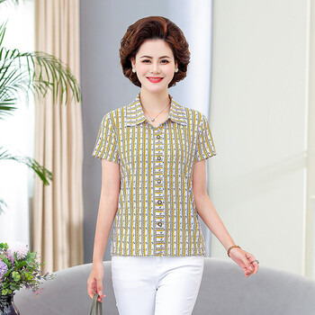中老年人夏季女款带领半袖老奶奶半袖衫老太太穿的半截袖肥婆妈妈夏天