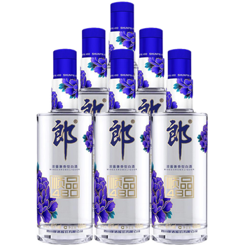郎酒顺品郎蓝顺 浓酱兼香型纯粮白酒 45度480ml*6瓶 光瓶装 送礼