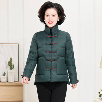宾他她轻奢品牌妈妈冬季羽绒服短款洋气中老年人女秋冬装小棉袄外套大