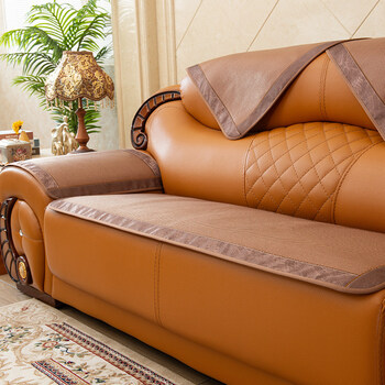 夏季冰丝皮沙发垫欧式沙发凉席坐垫夏天款防滑皮沙发套罩凉席垫1 宽边