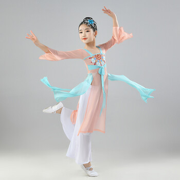 儿童古典舞演出服飘逸纱衣表演古风服装中国风古装汉服舞蹈服女童