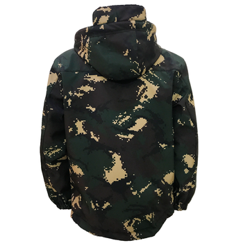 新款冬季迷彩冲锋衣男外套军迷户外抓绒野战猎人防水软壳登山服 迷彩