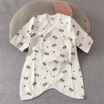 婴儿夏季薄款衣服长袖03月新生男女宝宝蝴蝶哈小熊头春秋四季蝶衣59码