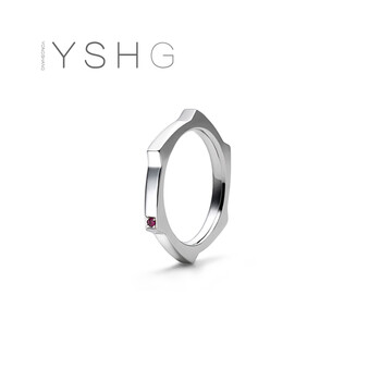 21新款张哲瀚同款戒指六角形食指六边形简约百搭周边配饰尾戒小众设计红钻六角戒指 美号5 图片价格品牌报价 京东