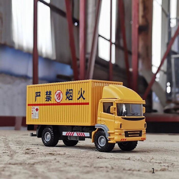 货柜邮局配送汽车模型儿童玩具摆件礼品 黄色快递货柜车(精邦合金款)