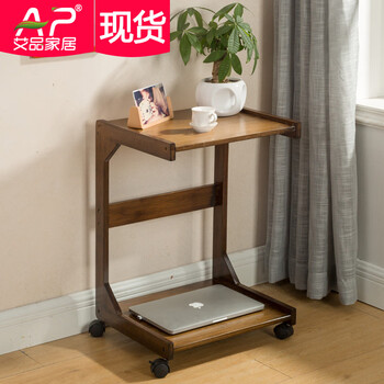 沙发侧边桌可移动小茶几带轮子简约迷你客厅实木卧室床头柜阳台小桌子边几柜床边桌胡桃色双层可移动边桌长55 图片价格品牌报价 京东