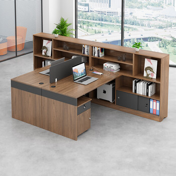 帕格亚公桌椅组合办公室员工卡位隔断电脑桌双人办工作桌 双人位(含柜