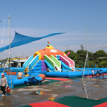 充气城堡水上乐园 移动设备大型支架游泳池充气水滑梯户外闯关组合