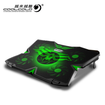 越来越酷(COOLCOLD)冰魔2S笔记本支架散热器 笔记本散热垫 电脑散热支架风扇散热器15.6英寸黑绿220V插座供电
