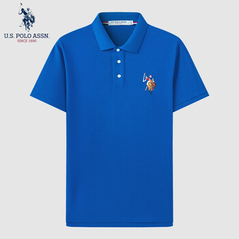 U.S. POLO ASSN.US保罗短袖polo衫男短袖男装夏季半袖纯色商务休闲打底衫透气上衣 JC-4411 彩蓝 L 170(115-130斤左右)