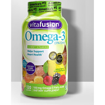 vitafusion深海鱼油软糖鱼肝油omega3眼学生120粒瓶