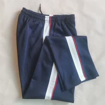 蓝尹情男校服裤子一道杠秋款加宽杠校裤细红条一条白杠藏蓝色定制联名