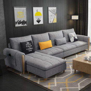 客厅家具 沙发 柔石 浪田 北欧布艺沙发客厅组合 简约现代实木沙发小