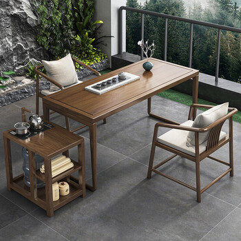 组合实木小户型现代简约小资家用酒店双人高档泡茶台 茶桌120*60*75cm